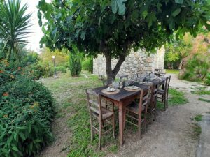 Apulien Koch-Erlebnisreise Garten gedeckter Tisch 1 - Sento Wanderreisen